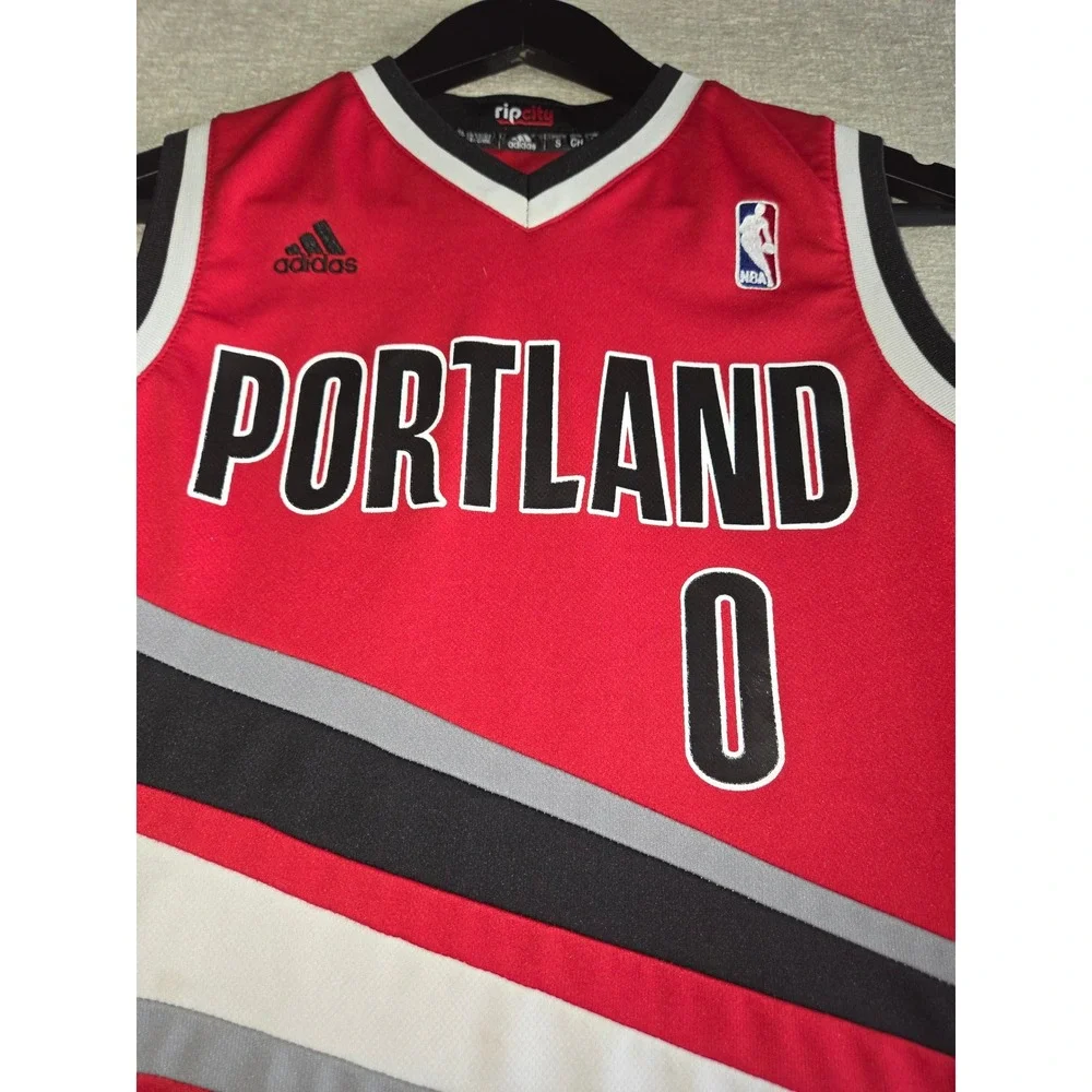 Youth Portland Trail Blazers Damian Lillard  Adidas Rip City Jersey Size Small